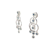 14k White Gold 1.00ct G SI1 Round Diamond and 1.00ct  Round Blue Sapphire Dangle Bubble 1.75 inch Long/ .75 inch Wide 8.2 Gram